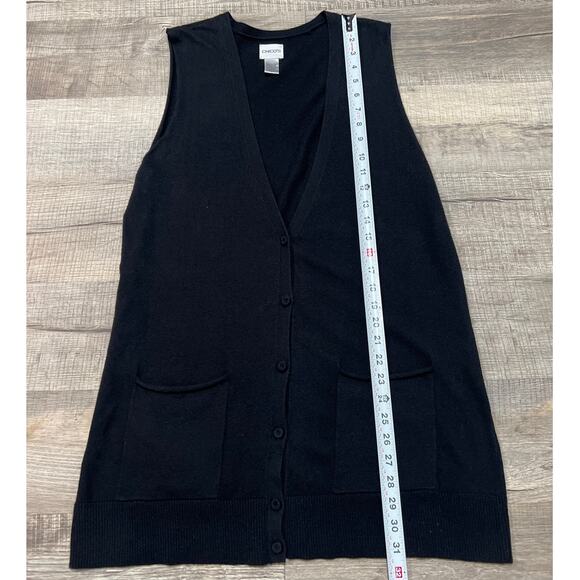 Chicos Rabbit Hair Blend Cardigan Sweater Vest Size 2 Medium Black Minimalist - Picture 5 of 6